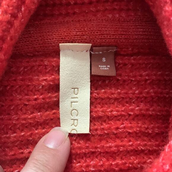 Pilcro womens small oversized anthropologie red rust knit cowl turtleneck sweate - Picture 4 of 10